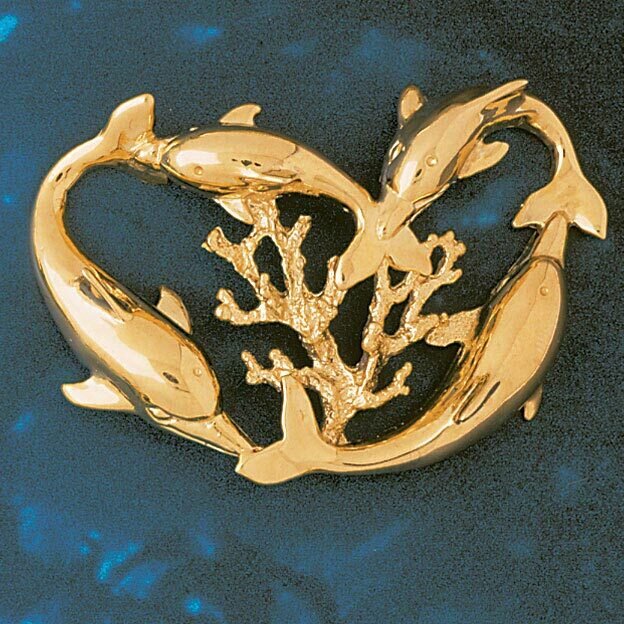 Dazzlers Jewelry Dolphin Slide Pendant Necklace Charm Bracelet in Yellow, White or Rose Gold 36, MP…