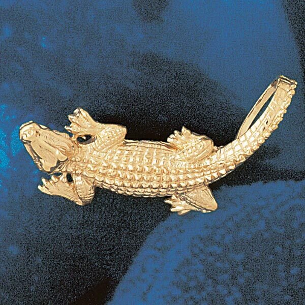 Alligator Crocodile Slide Pendant Necklace Charm Bracelet in Yellow, White or Rose Gold 65