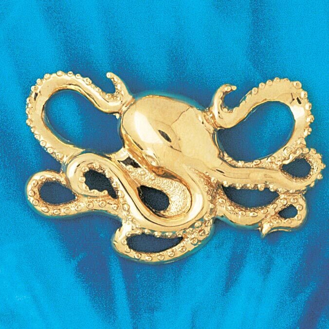 Octopus Slide Pendant Necklace Charm Bracelet in Yellow, White or Rose Gold 71