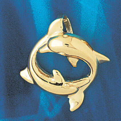 Dolphin Slide Pendant Necklace Charm Bracelet in Yellow, White or Rose Gold 79