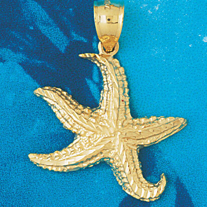 Starfish Pendant Necklace Charm Bracelet in Yellow, White or Rose Gold 117
