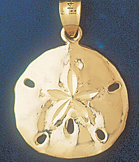 Sand Dollar Sea urchins Pendant Necklace Charm Bracelet in Yellow, White or Rose Gold 164