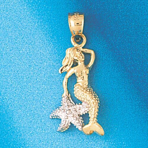 Dazzlers Jewelry Mermaid Two Tone White Pendant Necklace Charm Bracelet in Yellow, White or Rose Go…