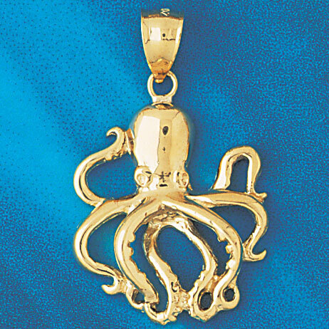 Octopus Pendant Necklace Charm Bracelet in Yellow, White or Rose Gold 333