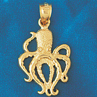 Octopus Pendant Necklace Charm Bracelet in Yellow, White or Rose Gold 334