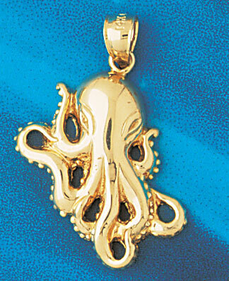 Octopus Pendant Necklace Charm Bracelet in Yellow, White or Rose Gold 338