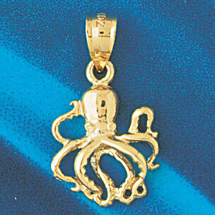 Octopus Pendant Necklace Charm Bracelet in Yellow, White or Rose Gold 339