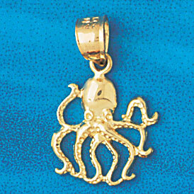 Octopus Pendant Necklace Charm Bracelet in Yellow, White or Rose Gold 343