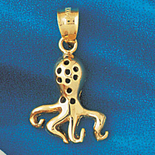Octopus Pendant Necklace Charm Bracelet in Yellow, White or Rose Gold 345