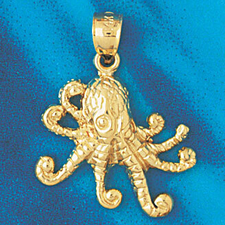 Octopus Pendant Necklace Charm Bracelet in Yellow, White or Rose Gold 347