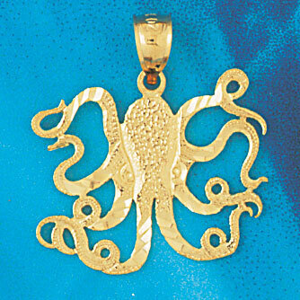 Octopus Pendant Necklace Charm Bracelet in Yellow, White or Rose Gold 348