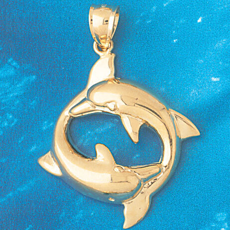Dolphin Pendant Necklace Charm Bracelet in Yellow, White or Rose Gold 355