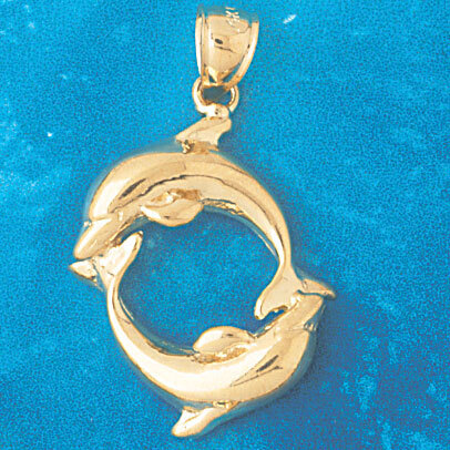 Dolphin Pendant Necklace Charm Bracelet in Yellow, White or Rose Gold 356