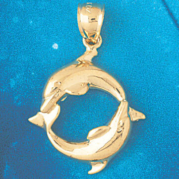 Dolphin Pendant Necklace Charm Bracelet in Yellow, White or Rose Gold 357