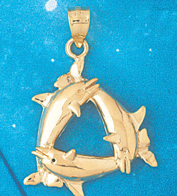 Dolphin Pendant Necklace Charm Bracelet in Yellow, White or Rose Gold 358
