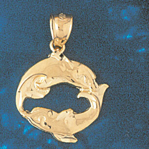 Dolphin Pendant Necklace Charm Bracelet in Yellow, White or Rose Gold 360