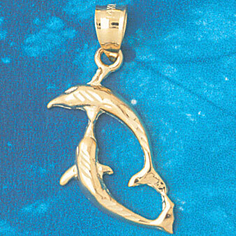 Dolphin Pendant Necklace Charm Bracelet in Yellow, White or Rose Gold 361