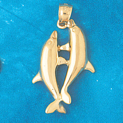 Dolphin Pendant Necklace Charm Bracelet in Yellow, White or Rose Gold 362