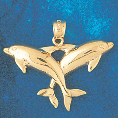 Dolphin Pendant Necklace Charm Bracelet in Yellow, White or Rose Gold 364