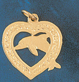Dolphin Pendant Necklace Charm Bracelet in Yellow, White or Rose Gold 367