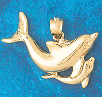 Dolphin Pendant Necklace Charm Bracelet in Yellow, White or Rose Gold 368