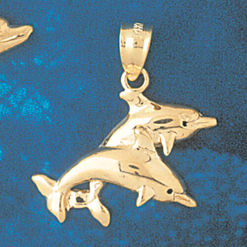 Dolphin Pendant Necklace Charm Bracelet in Yellow, White or Rose Gold 370
