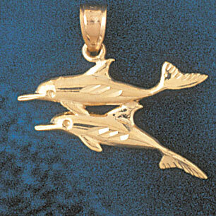 Dolphin Pendant Necklace Charm Bracelet in Yellow, White or Rose Gold 373