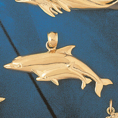 Dolphin Pendant Necklace Charm Bracelet in Yellow, White or Rose Gold 374