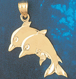 Dolphin Pendant Necklace Charm Bracelet in Yellow, White or Rose Gold 377
