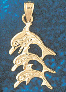 Dolphin Pendant Necklace Charm Bracelet in Yellow, White or Rose Gold 378