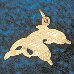 Dolphin Pendant Necklace Charm Bracelet in Yellow, White or Rose Gold 379
