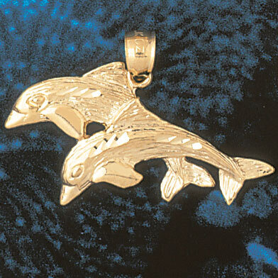 Dolphin Pendant Necklace Charm Bracelet in Yellow, White or Rose Gold 380