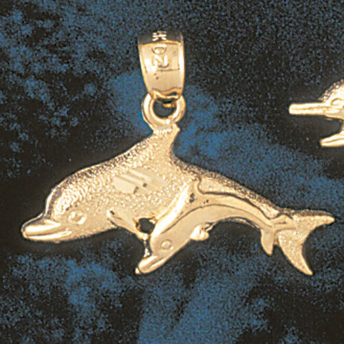 Dolphin Pendant Necklace Charm Bracelet in Yellow, White or Rose Gold 381