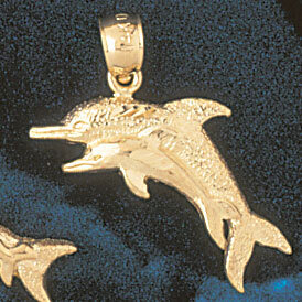 Dolphin Pendant Necklace Charm Bracelet in Yellow, White or Rose Gold 382