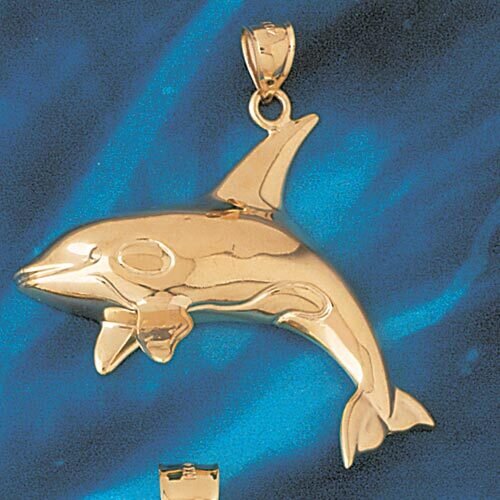 Dolphin Pendant Necklace Charm Bracelet in Yellow, White or Rose Gold 385