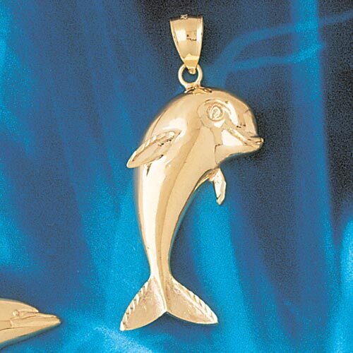 Dolphin Pendant Necklace Charm Bracelet in Yellow, White or Rose Gold 386