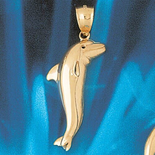 Dolphin Pendant Necklace Charm Bracelet in Yellow, White or Rose Gold 387