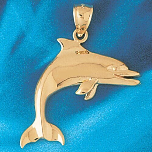 Dolphin Pendant Necklace Charm Bracelet in Yellow, White or Rose Gold 388