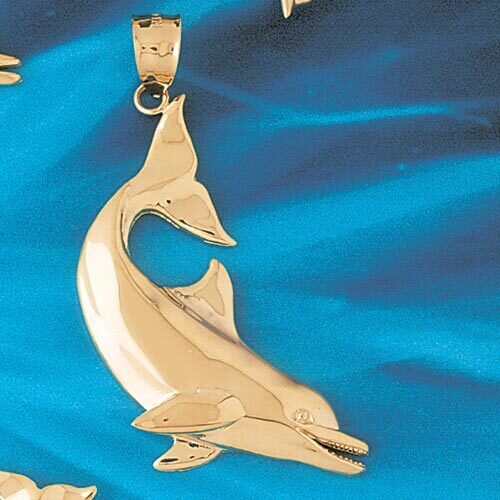Dolphin Pendant Necklace Charm Bracelet in Yellow, White or Rose Gold 389