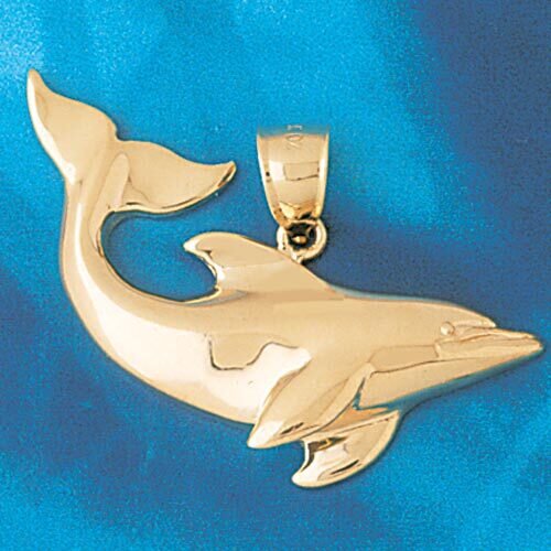 Dolphin Pendant Necklace Charm Bracelet in Yellow, White or Rose Gold 390