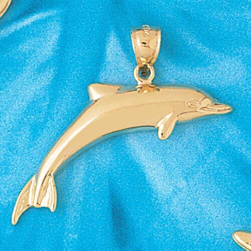 Dolphin Pendant Necklace Charm Bracelet in Yellow, White or Rose Gold 392