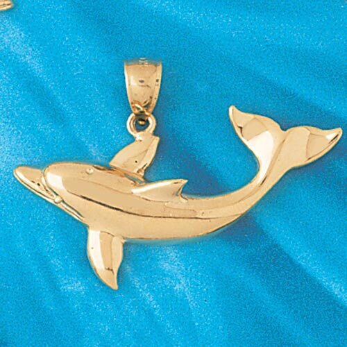 Dolphin Pendant Necklace Charm Bracelet in Yellow, White or Rose Gold 393