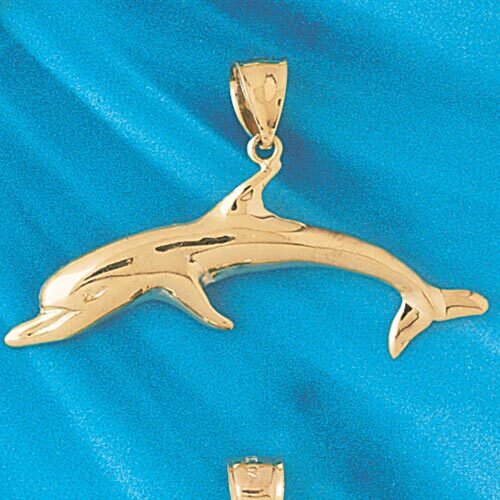 Dolphin Pendant Necklace Charm Bracelet in Yellow, White or Rose Gold 394