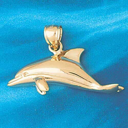 Dolphin Pendant Necklace Charm Bracelet in Yellow, White or Rose Gold 395