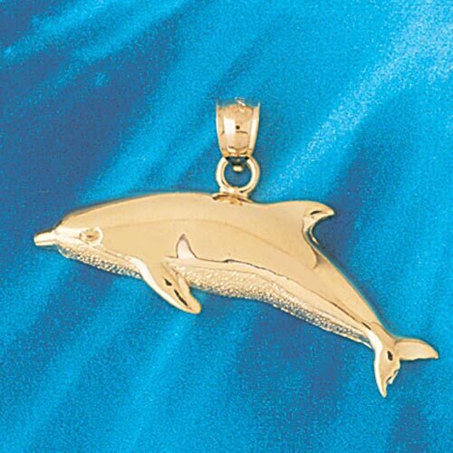 Dolphin Pendant Necklace Charm Bracelet in Yellow, White or Rose Gold 396