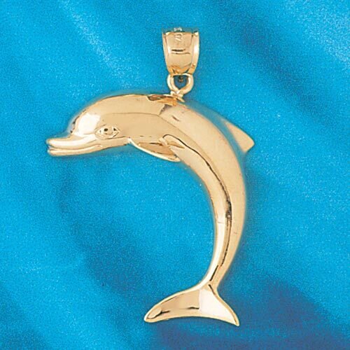 Dolphin Pendant Necklace Charm Bracelet in Yellow, White or Rose Gold 398