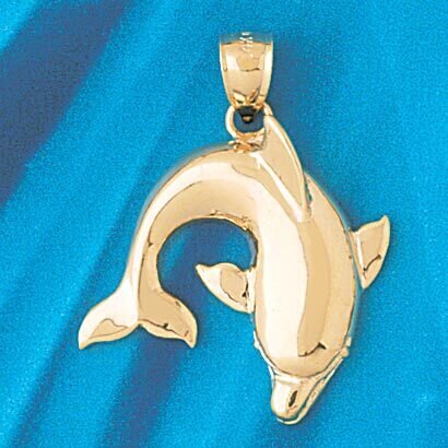Dolphin Pendant Necklace Charm Bracelet in Yellow, White or Rose Gold 400