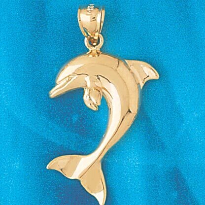Dolphin Pendant Necklace Charm Bracelet in Yellow, White or Rose Gold 401