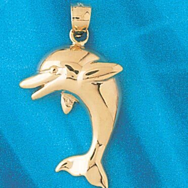 Dolphin Pendant Necklace Charm Bracelet in Yellow, White or Rose Gold 402