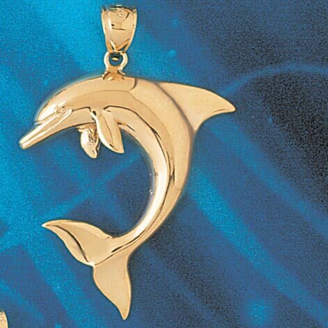 Dolphin Pendant Necklace Charm Bracelet in Yellow, White or Rose Gold 403